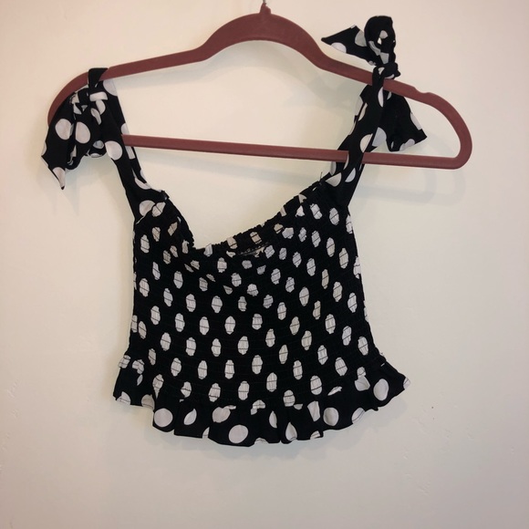Forever 21 Tops - Black and white polka dot tube top with straps